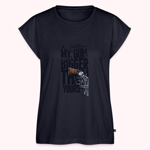 My gun is much bigger than yours - Women's Premium Roll Up Sleeve T-Shirt