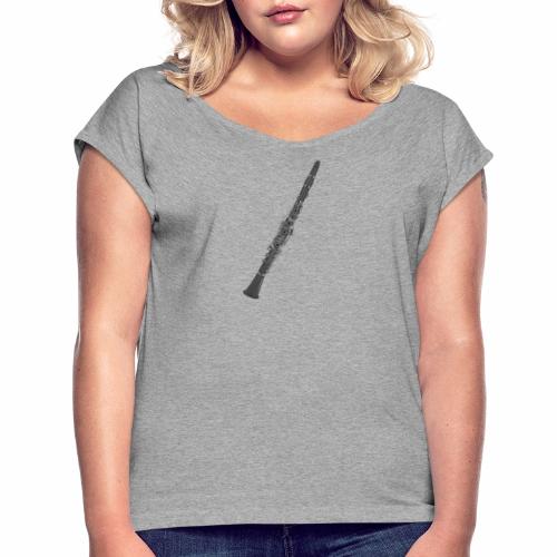 Clarinet Oehler (German) Design - Women's Roll Cuff T-Shirt