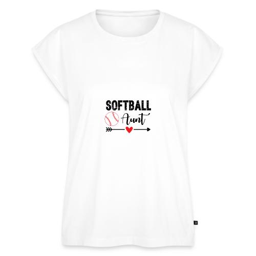 Softball Aunt - Women's Premium Roll Up Sleeve T-Shirt