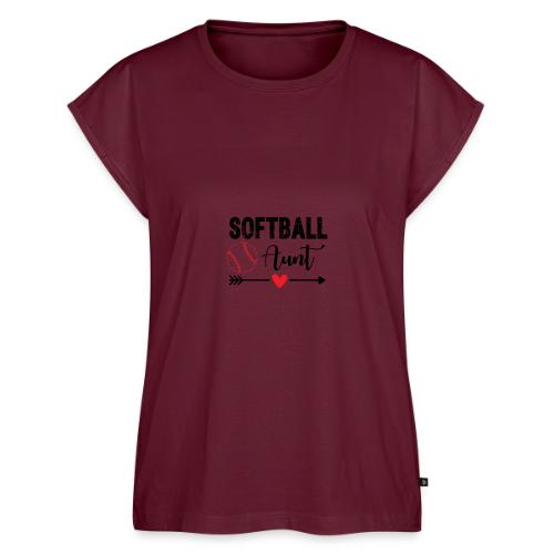 Softball Aunt - Women's Premium Roll Up Sleeve T-Shirt