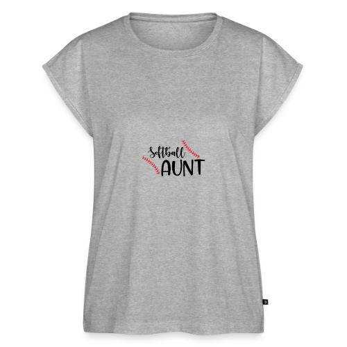 Softball Aunt - Women's Premium Roll Up Sleeve T-Shirt