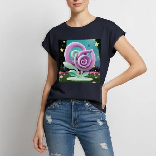 Lila Bloom | Double Floral Eco-Inspired Art - Women's Premium Roll Up Sleeve T-Shirt