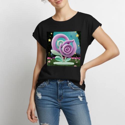 Lila Bloom | Double Floral Eco-Inspired Art - Women's Premium Roll Up Sleeve T-Shirt