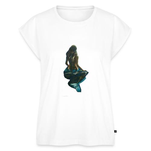 Midnight Mermaid on a rock - Women's Premium Roll Up Sleeve T-Shirt