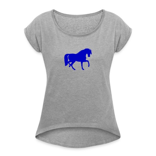 blue horse hoodie - Women's Roll Cuff T-Shirt