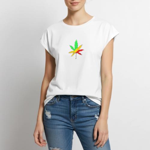 Rasta leaf - Women's Premium Roll Up Sleeve T-Shirt