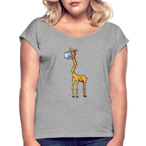 Cyclops giraffe - Women's Roll Cuff T-Shirt