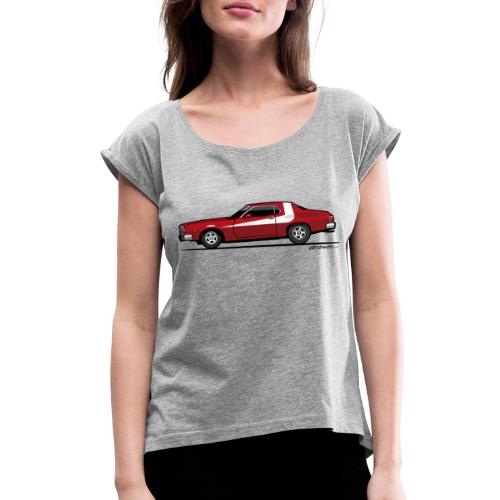 Gran Torino Striped Tomato Red Undercover Cop Car - Women's Roll Cuff T-Shirt