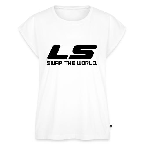 LS Swap The WORLD (Back and Front) - Women's Premium Roll Up Sleeve T-Shirt