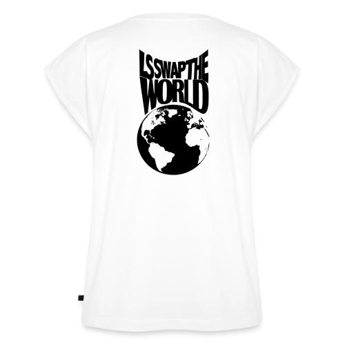 LS Swap the World (Front & Back) - Women's Premium Roll Up Sleeve T-Shirt