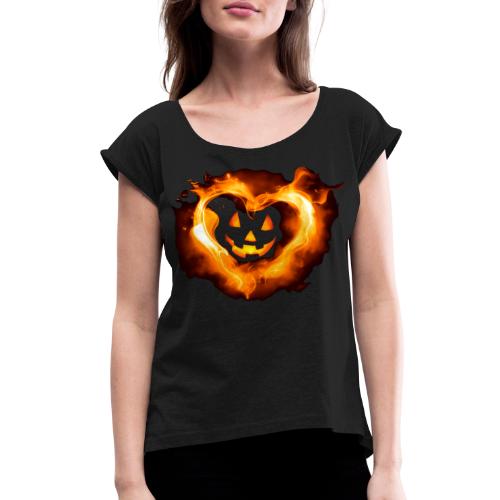 Halloween Heart - Women's Roll Cuff T-Shirt
