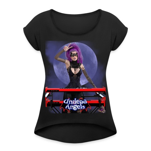 Undead Angels: Vampire Keyboardist Luna Full Moon - Women's Roll Cuff T-Shirt