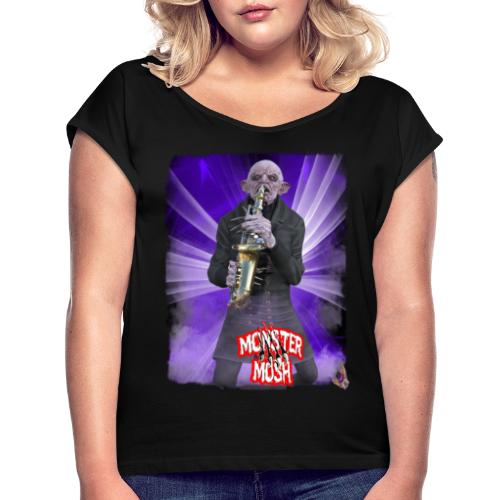 Monster Mosh Nosferatu Saxophone - Women's Roll Cuff T-Shirt