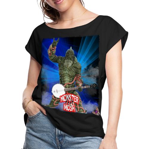 Monster Mosh Creature Banjo Player - Women's Roll Cuff T-Shirt
