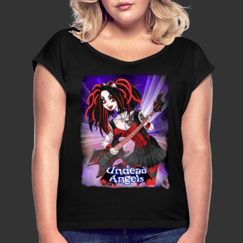Undead Angels: Vampire Guitarist Crimson Classic - Women's Roll Cuff T-Shirt