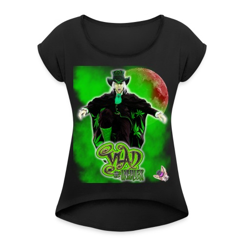 Vlad The Inhaler Green Smoke Clouds - Women's Roll Cuff T-Shirt