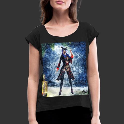 Undead Angel Vampire Pirate Marina F001 - Women's Roll Cuff T-Shirt