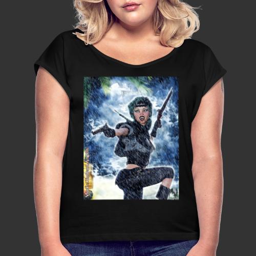 Undead Angel Vampire Pirate Lassie F002 - Women's Roll Cuff T-Shirt