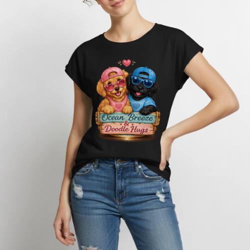 Ocean Breeze & Doodle Hugs - Women's Premium Roll Up Sleeve T-Shirt