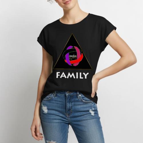 FAMILY - WHITE PRINT - Women's Premium Roll Up Sleeve T-Shirt