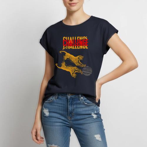 Double tiger fashion, jungle feline animals. - Women's Premium Roll Up Sleeve T-Shirt