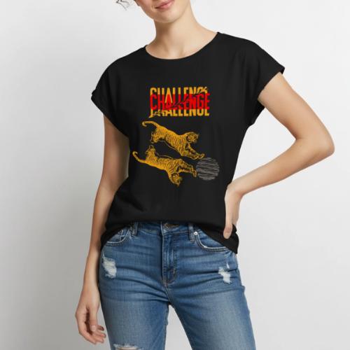 Double tiger fashion, jungle feline animals. - Women's Premium Roll Up Sleeve T-Shirt