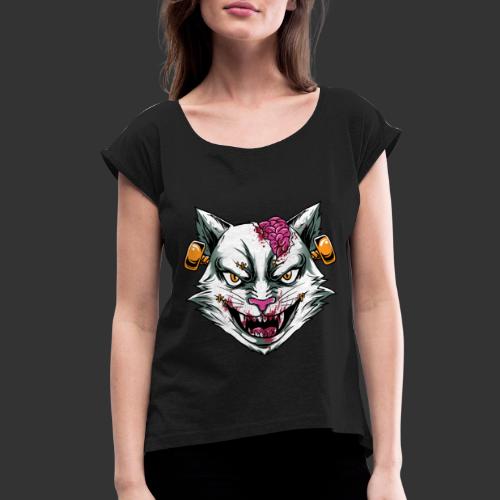 Horror Mashups: Zombie Stein Cat T-Shirt - Women's Roll Cuff T-Shirt