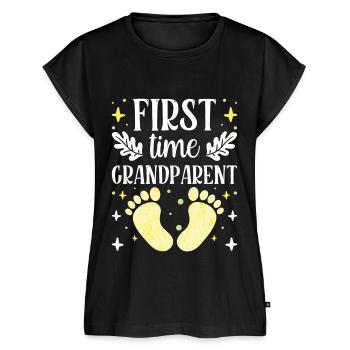 First Time Grandparent Cute Pregnancy Pregnant - Women's Premium Roll Up Sleeve T-Shirt - black - Front - AI Model Female 180 light (180cm)