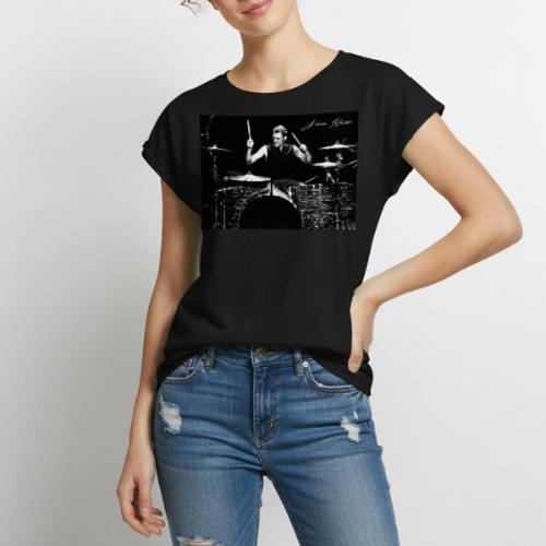 Landon Hall On Drums - Women's Premium Roll Up Sleeve T-Shirt