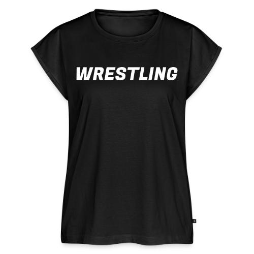 WRESTLING - Heavy Type / White - Women's Premium Roll Up Sleeve T-Shirt