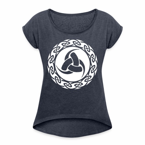 Triskelion - The 3 Horns of Odin Gift Ideas - Women's Roll Cuff T-Shirt