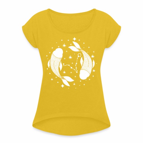 Zodiac sign Pisces Soulful Pisces February March - Women's Roll Cuff T-Shirt