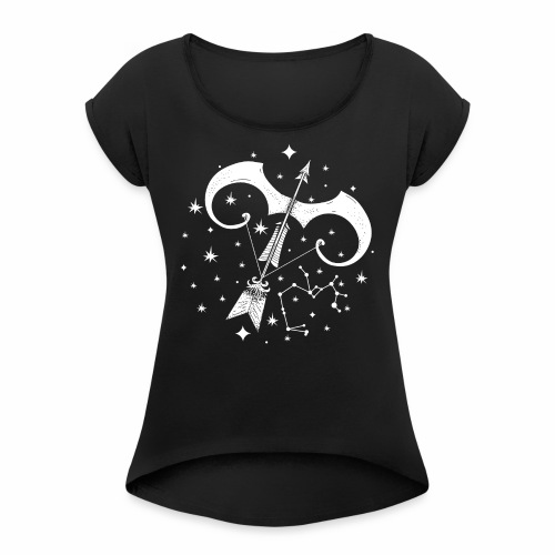 Zodiac Optimistic Sagittarius November December - Women's Roll Cuff T-Shirt