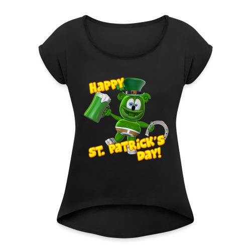 Gummibär (The Gummy Bear) Saint Patrick's Day - Women's Roll Cuff T-Shirt