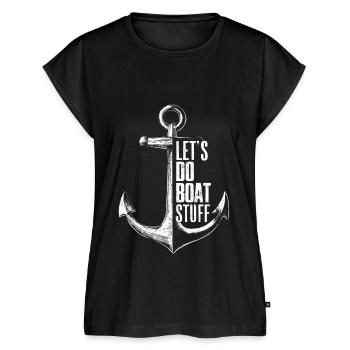 Let's Do Boat Stuff Funny Summer Vacation - Women's Premium Roll Up Sleeve T-Shirt - black - Front - AI Model Female 180 light (180cm)