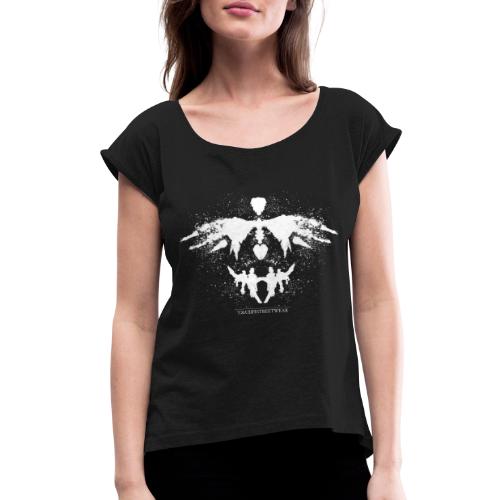Rorschach_white - Women's Roll Cuff T-Shirt