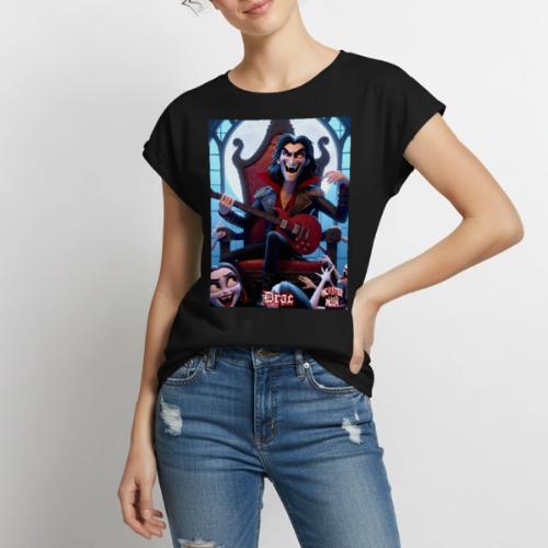 Monster Mosh 2024 Tour Drac on Guitar (D-005A) - Women's Premium Roll Up Sleeve T-Shirt