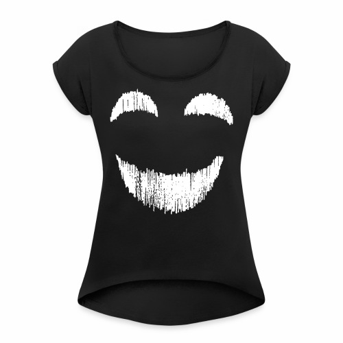 Creepy Monster Nightmare Halloween Face - Women's Roll Cuff T-Shirt