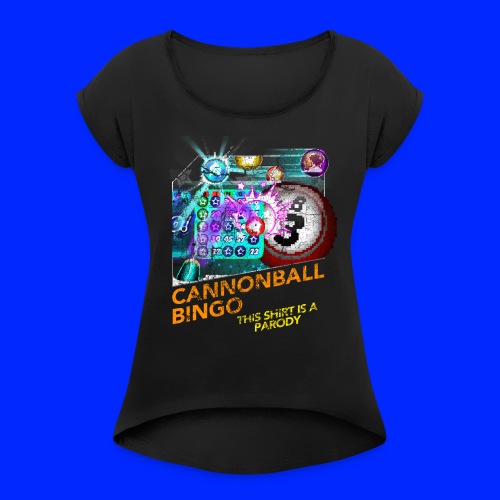 Vintage Cannonball Bingo Box Art Tee - Women's Roll Cuff T-Shirt