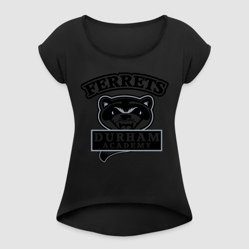durham academy ferrets logo black - Women's Roll Cuff T-Shirt