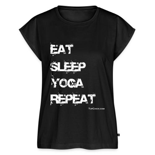 Eat Sleep Yoga Repeat - wb - TC - Women's Premium Roll Up Sleeve T-Shirt