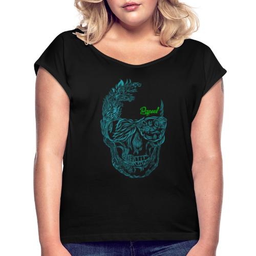 Floral skull Papeel Arts - Women's Roll Cuff T-Shirt
