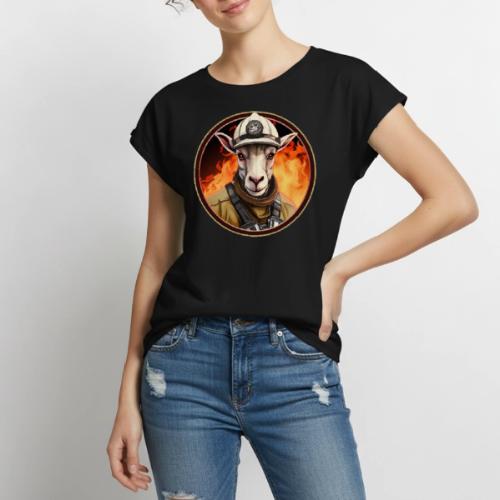 Goats Firefighter / fireman goat - Women's Premium Roll Up Sleeve T-Shirt