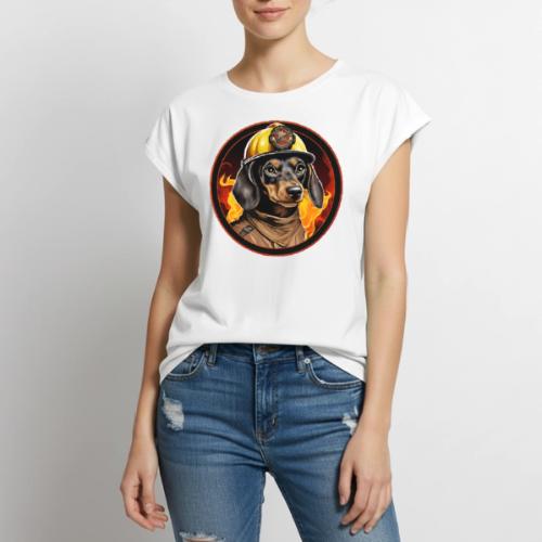 Firefighter Dachshund - Women's Premium Roll Up Sleeve T-Shirt