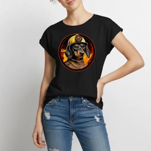 Firefighter Dachshund - Women's Premium Roll Up Sleeve T-Shirt