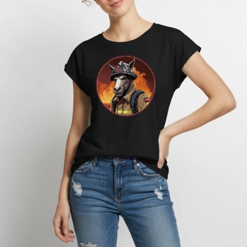 Donkey Firefighter - Women's Premium Roll Up Sleeve T-Shirt