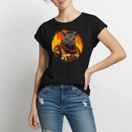Fireman rhino - Women's Premium Roll Up Sleeve T-Shirt