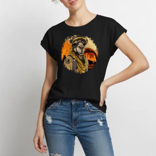 Camel Firefighter - Women's Premium Roll Up Sleeve T-Shirt