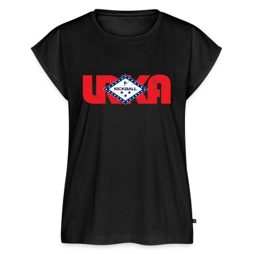 arkansas flag LRKA DISTRESSED - Women's Premium Roll Up Sleeve T-Shirt
