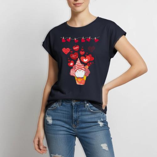 Design wrapped in love hearts, vibrating in love. - Women's Premium Roll Up Sleeve T-Shirt
